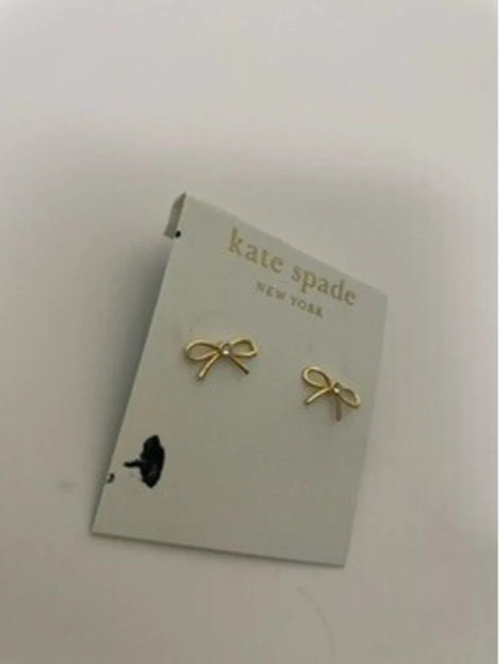 NWT Kate Spade New York Gold Tone Crystal Mini Bow Stud Earrings (package flaw)